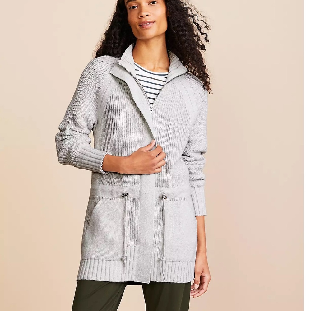 Lou & Grey by Loft zip pocket cardigan, never worn, large